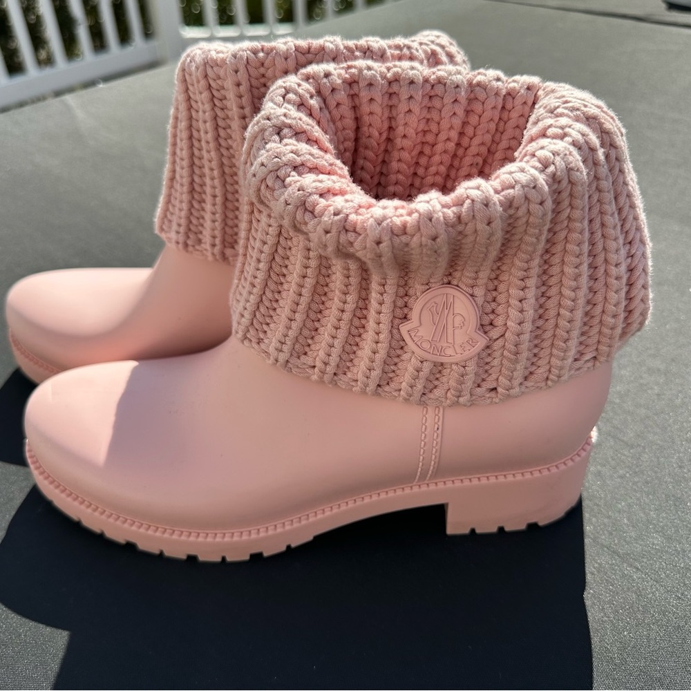 Moncler Ginette Stivale Knit Cuff Rain Boot Size 39